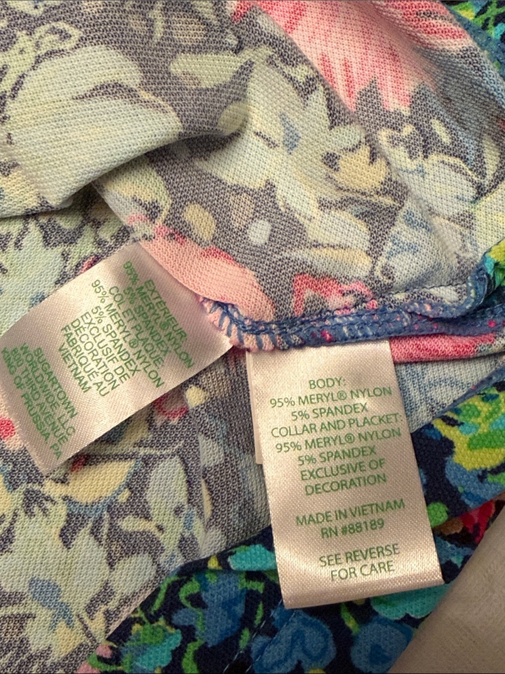 Lilly Pulitzer Luxletic Navy Floral Polo with Pink & Green - Picture 6 of 8